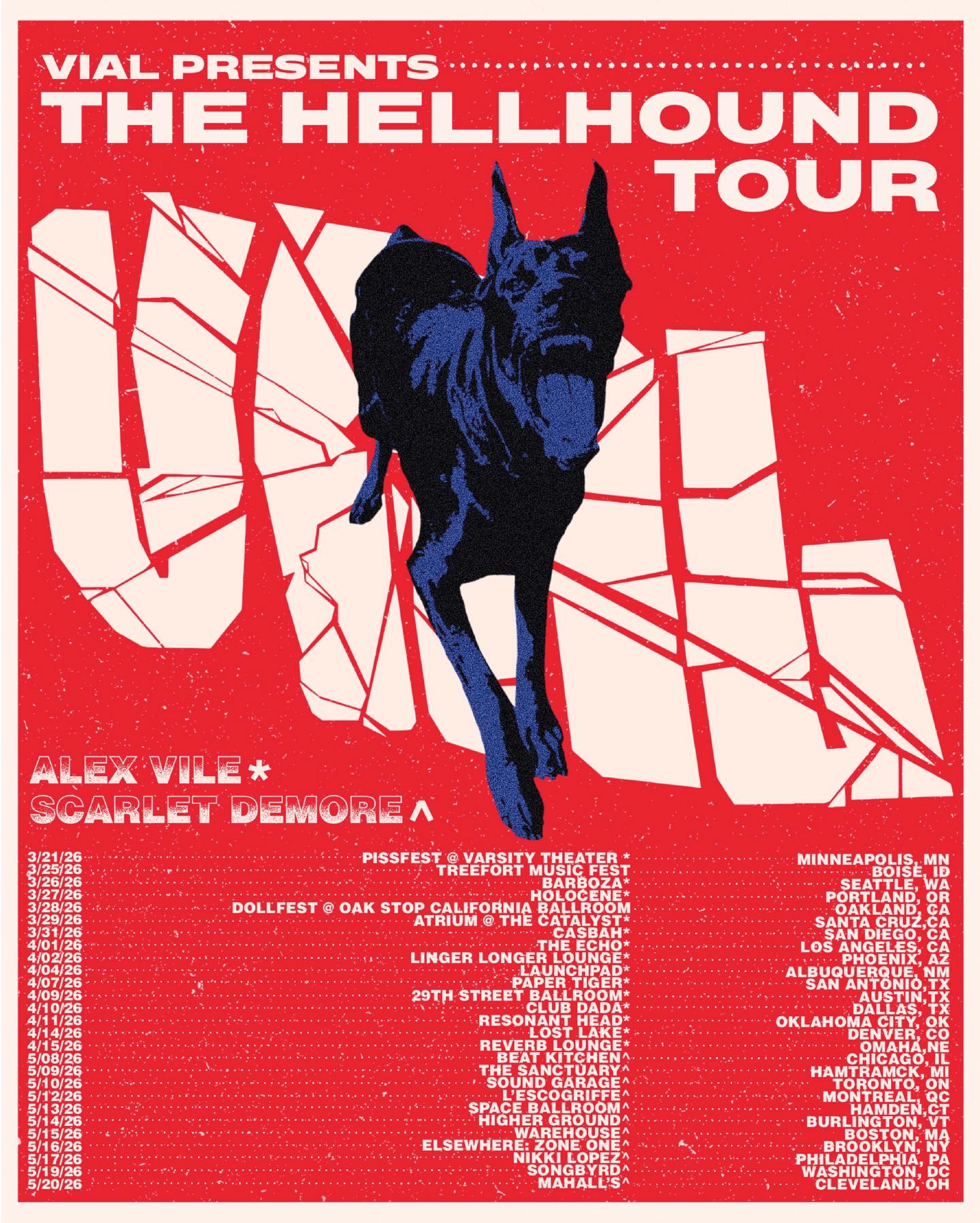 Alex Vile The Hellhound Tour Poster 2026